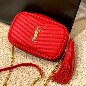 Ysl red mini bag mono grain